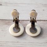 Vintage Clip On Earrings Red & Cream Button Design Photo 4