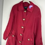 London Fog  Red Button Front Trench Coat Jacket Sz Medium Plaid Flannel Lined Photo 3