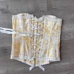 Vintage lace up Corset in yellow and white Size M Photo 1