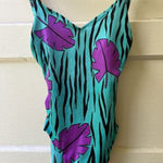 Vtg 70s Rose Marie Reid Swimsuit 10 Retro Pinup Avante Garde Floral USA Made Green Photo 0