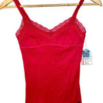 Abercrombie & Fitch Red Lace Cotton V-Neck Vintage Y2K Tank Top Womens Size XL Photo 0