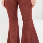Ryu  Bell Bottom High Waisted Burgundy Red Suede Flare‎ Pants Size Large Bohemian Photo 0
