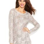 NWT, INC Coated Gold Metallic Cable Knit Crew Neck Sweater Dress or Tunic, Sz M Size M Photo 0