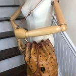 MCM Visetos Cognac Leather Monogram Bucket Tote Crossbody Shoulder Bag Near Mint Photo 2