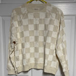 THE GREAT. Beige Checkered Crewneck Sweater Size 0 Photo 0