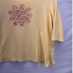 The Quacker Factory Womens Top Size 2X Whimsy Artwork Floral Mandala Rhinestones Yellow Photo 3