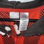 Disney  Mickey Mouse One Piece Pajamas Womens Medium Hooded Ears Red Black Fleece Photo 4