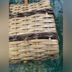 Vintage Shoe World woven lucite top handle basket purse Tan Photo 3
