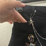 Mini Denim Black Layered Skirt with Cross Embellished Chains S Photo 9