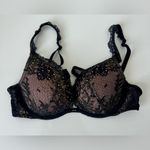 Victoria's Secret  34B BRA SET+garter skirt Size Small Black Gold ANGEL FANTASIES Photo 2