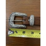 3D Belt Brown Leather Western Brown Womens Size 34 Silver Buckle Adjustable 1123 Photo 7