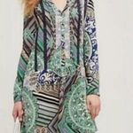 Anthropologie TINY Caviana in Green Boho Print Drop Waist Shirt Dress Photo 10