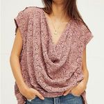 Free People  Rose Pink Floral Lace Boxy Cowl Neck Top Size XS New Photo 0