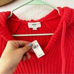 Aerie  PINK Chenille Chunky Knit Pullover Sweater Hood Drawstring XS Photo 3