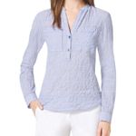 Michael Kors Blue White Pinstripe Long Sleeve Popover Blouse Size M Size M Photo 1