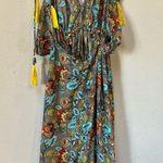 Khan Women’s Colorful Floral Backless Bohemian Tie Bow Sleeveless Midi Dress OS Size undefined Photo 1