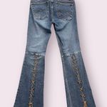 L.E.I . Vintage Y2K 2000s Faded Denim Rawhide Lace Up Low Rise Flare Leg Jeans Photo 1