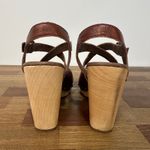 UGG  Womens Sandals 8 Leather Strappy Wood Block Heel Peep Toe Stud Boho Nadia Photo 6