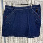 FUBU Y2K Denim Mini Skirt Blue Jean Utility Contrast Stitch Retro Streetwear 16W Size 16 Photo 0