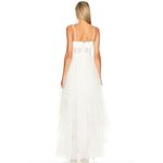 BCBGMAXAZRIA  Oly Tiered Ruffle Tulle Evening Gown Gardenia Womens Size 14 Photo 3