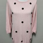 Elle  pink black beaded polka dot crewneck sweater size medium Photo 0