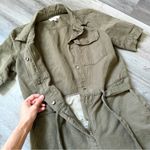 frame denim Army Green Utility Romper Medium Streetwear Snap Zipper Photo 4