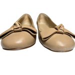 Ann Taylor Leather Ballet Flats 8.5M Nude Beige Bow Round Toe Slip On Photo 9