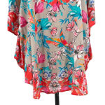 Tolani Pink & Blue Poppy‎ Floral Kimono Poncho Woven Top Size Medium Red Photo 3