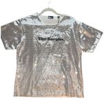 The Kooples Silver sequined t-shirt, Size Large NWT short sleeve crew neck Photo 5