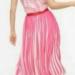 J.Crew Size 8 Pleated Midi Skirt Peekaboo Stripe Fuschia Pink White AJ984 Photo 1