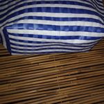 Wax Straw L Seaside Striped Tote Bag in Blue White Photo 1