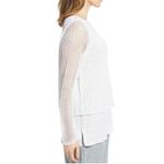 Eileen Fisher  Linen Knit Mesh Overlay Tiered Layered Sweater Top White Size XXS Photo 1