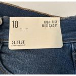 a.n.a  Denim Raw Hem High Rise Midi Short Size 10 Cotton 5 Pocket Blue NWT Photo 2