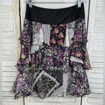 Kenar  Floral Tiered Flounce Skirt Pull On Sheer Ruffles-4 Photo 0