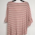 Fantastic Fawn  Pink & White Striped Ruffled Sleeve Button Down Blouse Womens L Photo 5