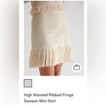 EXPRESS  cream colored high waisted fringe sweater mini skirt size XL Photo 1