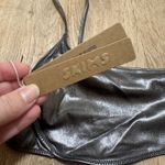 SKIMS  | NWT Metallic Carbon Gray Swim Micro Scoop Tie Beach Bikini Rave Top, XL Photo 5