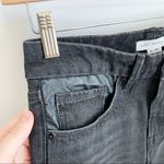 Good American Good Vintage Straight Jeans High Rise Leather Trim Black Size 0 Photo 2