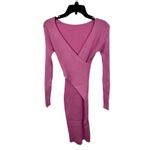 Pink Long Sleeve Dress V Neck Ribbed Knit Sweater Dress size S/M stretchy Size M Photo 3