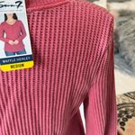 Seven7 Henley Waffle Shirt Vintage Washed Out Pink Berry Comfy Womens Top Medium New Photo 4