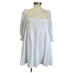Pink Lily White Cotton Babydoll Dress Puff Sleeves Square Neck Flowy Sz Large Photo 1