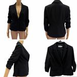 Eliza J  Black Ruched Sleeve Blazer Womens Small Petite Photo 1