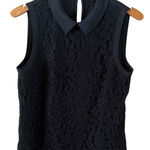 Ann Taylor  Black Collared Lace Sleeveless Blouse Photo 0
