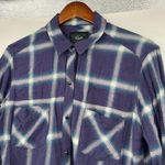 Rails  Leo Button Down Shirt Violet Teal Cream long sleeve fringe hem size medium Photo 9