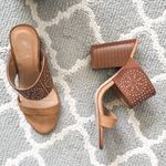 Francesca’s studded cognac block heel mule sandal Brown Size 7.5 Photo 2