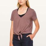 Lululemon Knot Gonna Fly SS V-neck PIMA COTTON active top Tee ANTIQUE Brown 6 S Photo 0