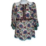 Nanette Lepore  Rosarito  Cold Shoulder Tunic Cover Up‎ DIY Pompoms EUC  XS Photo 1