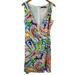 Lauren Ralph Lauren Purple Multi Paisley Faux Wrap Midi Crepe Dress Size 6 Job Photo 14