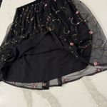 H&M Divided Floral Embroidery Whimsygoth Pull On Mesh Skirt Womens 4 Black Fairy Photo 2