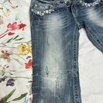 Miss Me Blue Cropped Jeans with Rhinestone Embellishments Photo 4